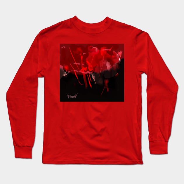 Red abstract 2 Long Sleeve T-Shirt by sukhpalgrewal